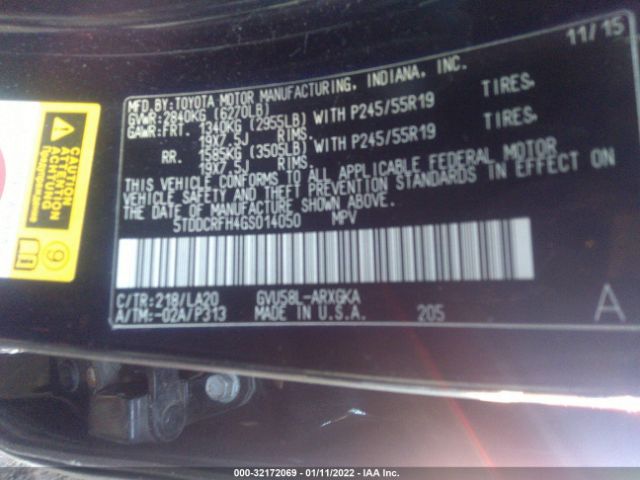 5TDDCRFH4GS014050 Toyota Highlander Hybrid Limited