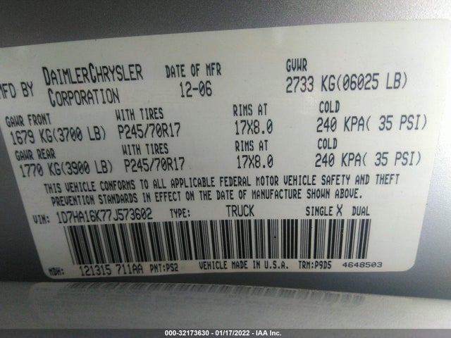 Dodge Ram 1500 St 2007 1D7HA16K77J573602 Image 10