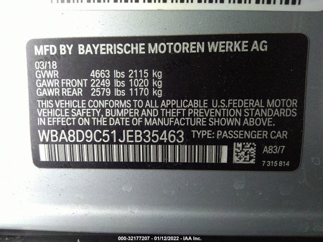 2018 BMW 3 Series, VIN: WBA8D9C51JEB35463