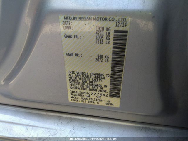 1N4AL3AP6FC227442 Nissan Altima 2.5 Sv