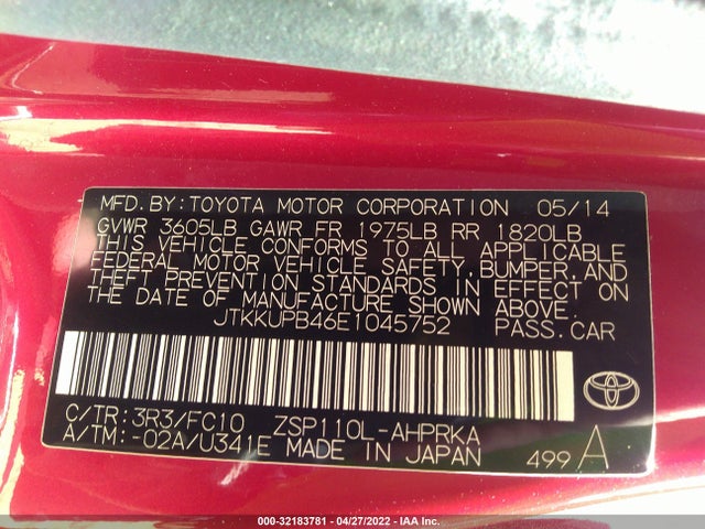 2014 Scion XD, VIN: JTKKUPB46E1045752