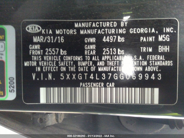 KIA Optima Lx 2016 5XXGT4L37GG069943 Image 9