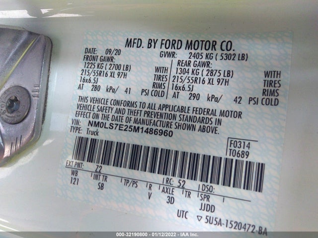 2021 Ford Transit Connect, VIN: NM0LS7E25M1486960