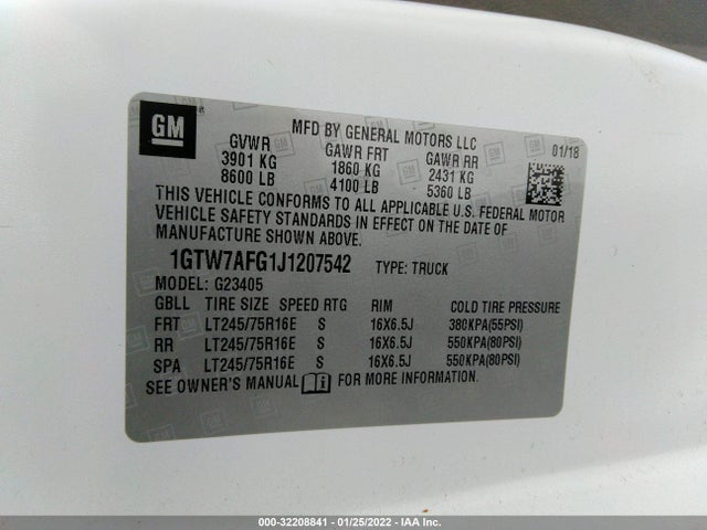 2018 GMC Savana, VIN: 1GTW7AFG1J1207542