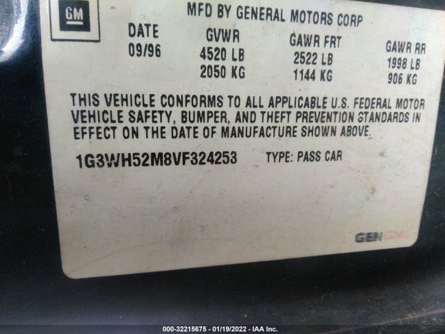 1997 OLDSMOBILE CUTLASS SUPREME VIN: 1G3WH52M8VF324253