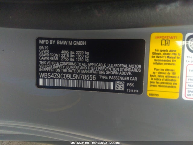 2020 BMW M4, VIN: WBS4Z9C09L5N78556