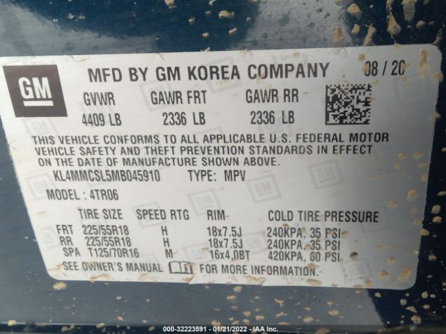 KL4MMCSL5MB045910 Buick Encore Gx Preferred