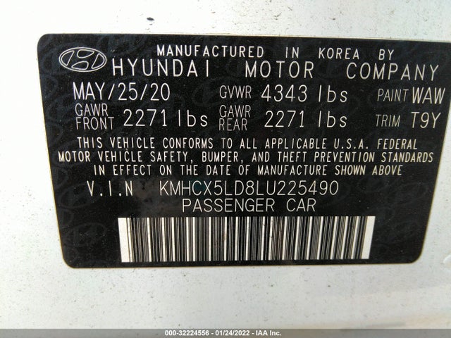2020 Hyundai Ioniq, VIN: KMHCX5LD8LU225490