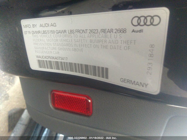 WAUC4CF50KA073417 Audi S5 Sportback Prestige