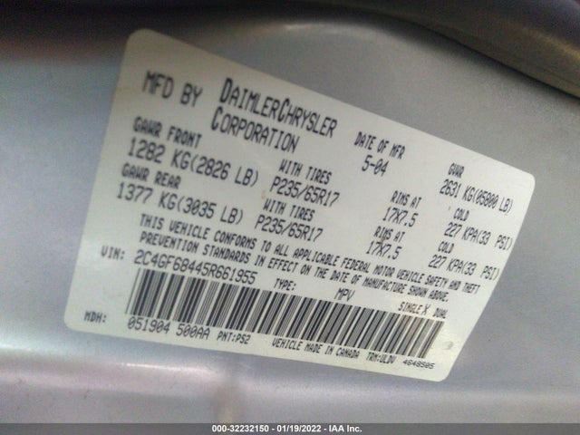 Chrysler Pacifica Touring 2005 2C4GF68445R661955 Image 10