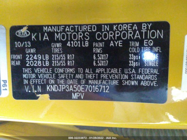 KNDJP3A50E7016712 KIA SOUL +