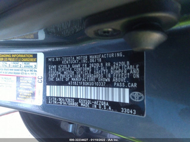 2019 Toyota Avalon, VIN: 4T1BZ1FB0KU010337