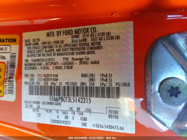 2020 Ford Mustang, VIN: 1FA6P8CF3L5142215