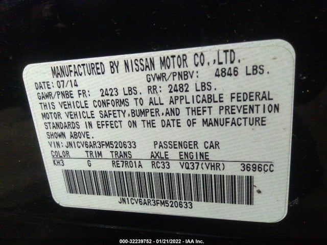 2015 Infiniti Q40, VIN: JN1CV6AR3FM520633