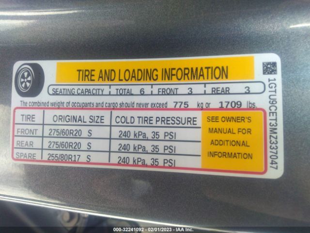 1GTU9CET3MZ337047 GMC Sierra 1500 Elevation