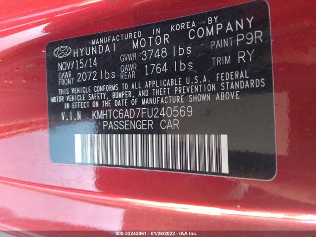 2015 Hyundai Veloster, VIN: KMHTC6AD7FU240569