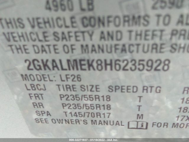 2GKALMEK8H6235928 GMC Terrain Sle