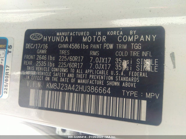 Hyundai TUCSON SE 2017 KM8J23A42HU386664 Image 9