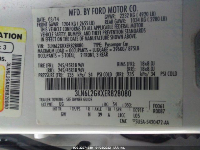 3LN6L2GKXER828080 Lincoln MKZ
