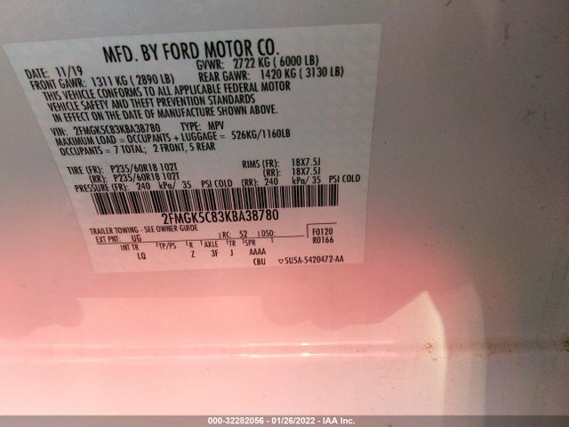 2019 Ford Flex, VIN: 2FMGK5C83KBA38780