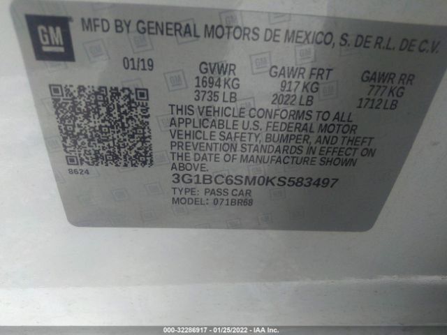 2019 CHEVROLET CRUZE 3G1BC6SM0KS583497 Photo 8