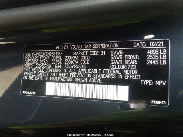 2021 Volvo XC40, VIN: YV4162UK5M2561957