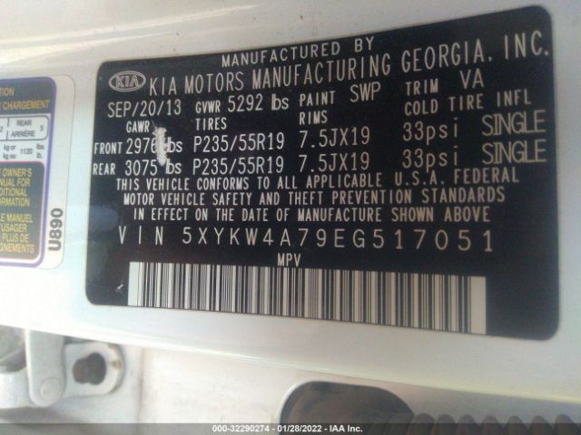 5XYKW4A79EG517051 KIA Sorento Sx Limited