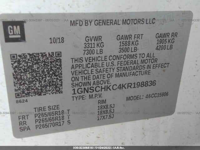 Chevrolet Suburban Lt 2019 1GNSCHKC4KR198836 Image 9
