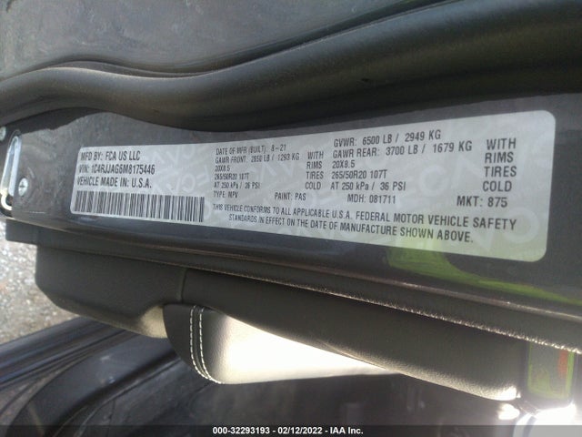 2021 Jeep Grand Cherokee, VIN: 1C4RJJAG6M8175446