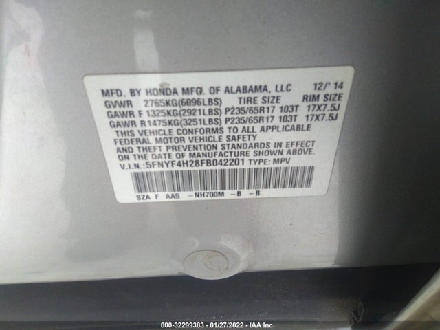 2015 Honda Pilot, VIN: 5FNYF4H28FB042201