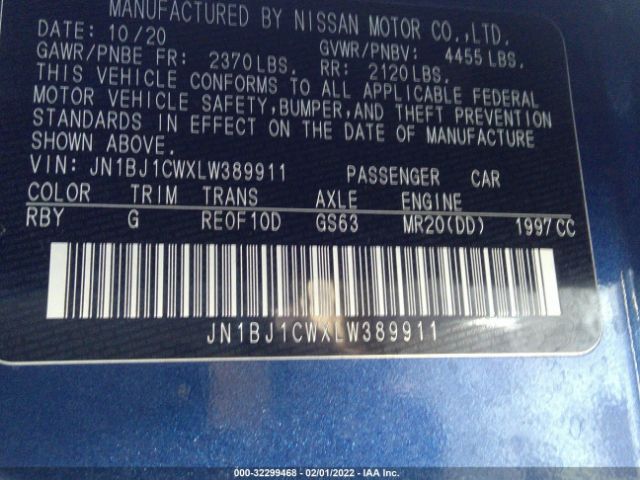 JN1BJ1CWXLW389911 Nissan Rogue Sport S