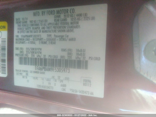 2015 Ford Fastback, VIN: 1FA6P8AM9F5305973