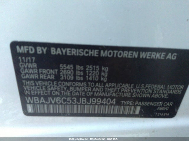 2018 BMW 6 Series, VIN: WBAJV6C53JBJ99404