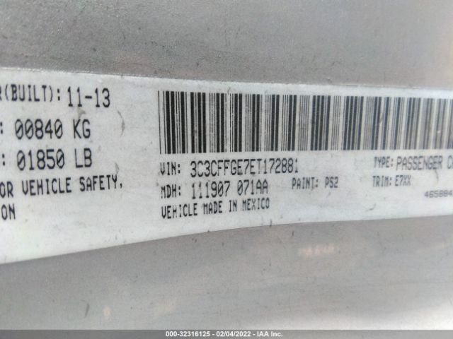 3C3CFFGE7ET172881 Fiat 500E BATTERY ELECTRIC