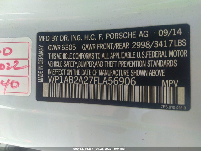 2015 Porsche Cayenne, VIN: WP1AB2A27FLA56906