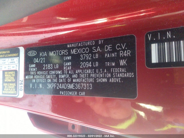2021 Kia Forte, VIN: 3KPF24AD9ME367313