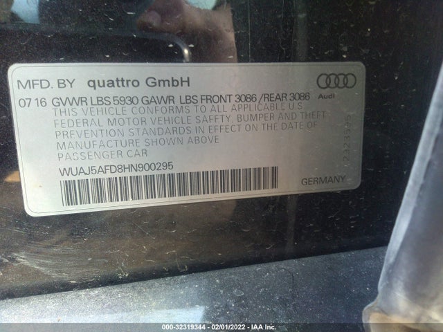2017 Audi S8, VIN: WUAJ5AFD8HN900295