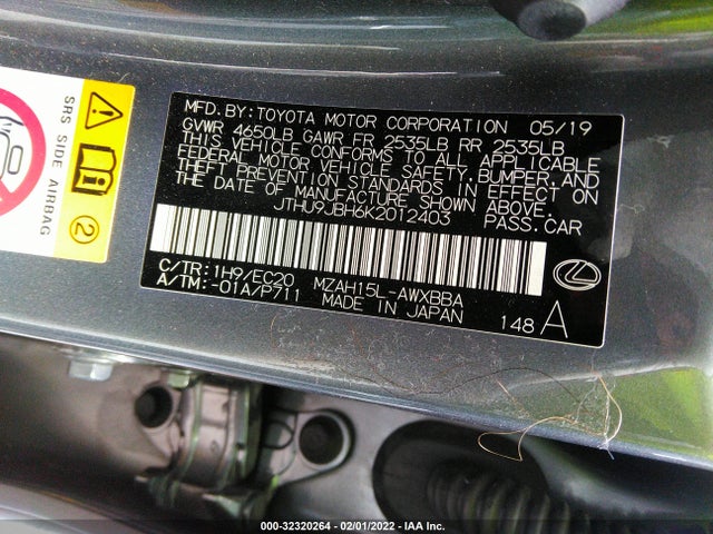 2019 Lexus UX, VIN: JTHU9JBH6K2012403