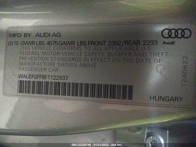 2015 Audi A3, VIN: WAUEFGFF8F1122937