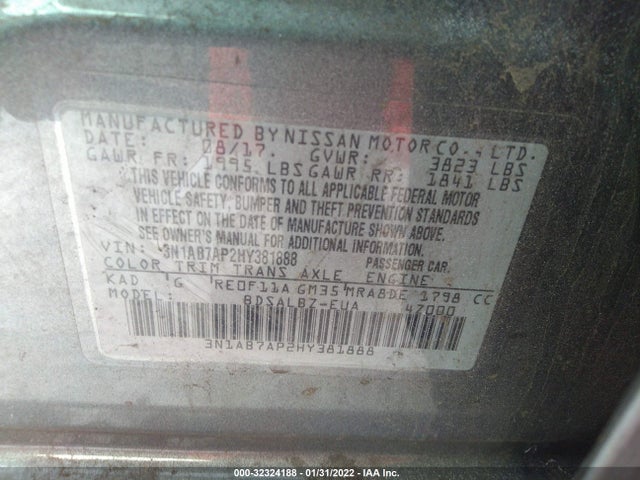 Nissan SENTRA S 2017 3N1AB7AP2HY381888 Image 9