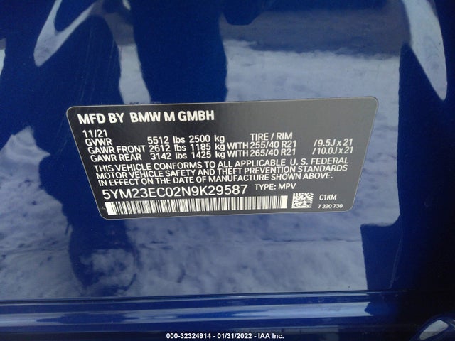 2022 BMW X4, VIN: 5YM23EC02N9K29587