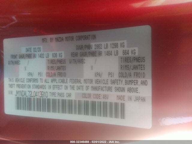 2020 Mazda MX-5 Miata, VIN: JM1NDAL72L0413910