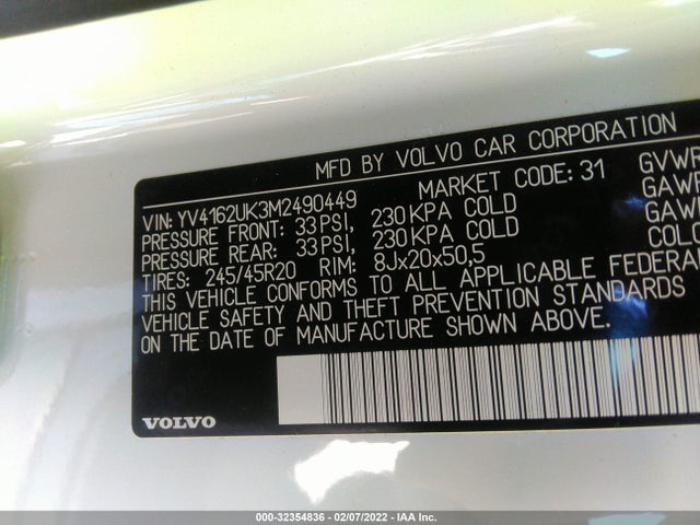 2021 Volvo XC40, VIN: YV4162UK3M2490449