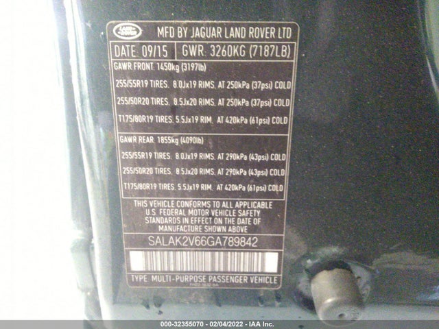 2016 Land Rover LR4, VIN: SALAK2V66GA789842