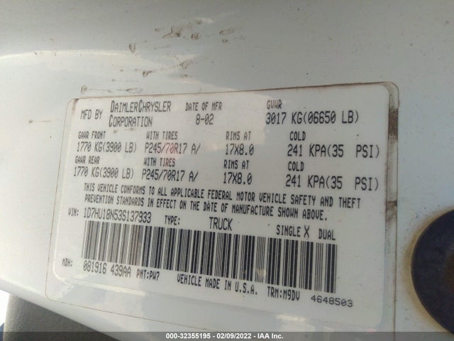 Dodge Ram 1500 St/slt 2003 1D7HU18N53S137933 Image 10
