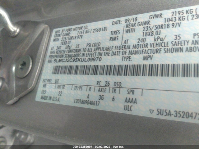 2019 Lincoln MKC, VIN: 5LMCJ2C95KUL09970
