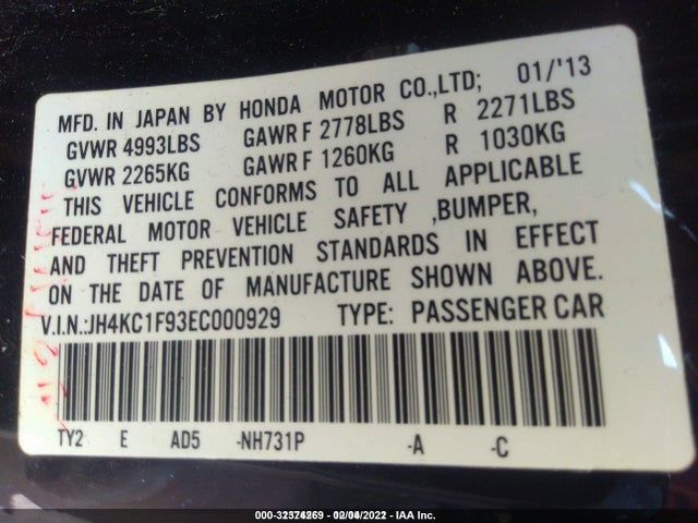 Acura Rlx Advance Pkg 2014 JH4KC1F93EC000929 Image 9