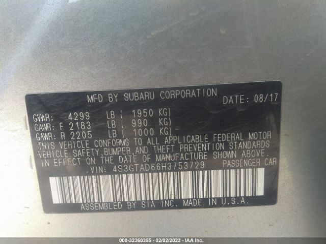 4S3GTAD66H3753729 Subaru Impreza Premium