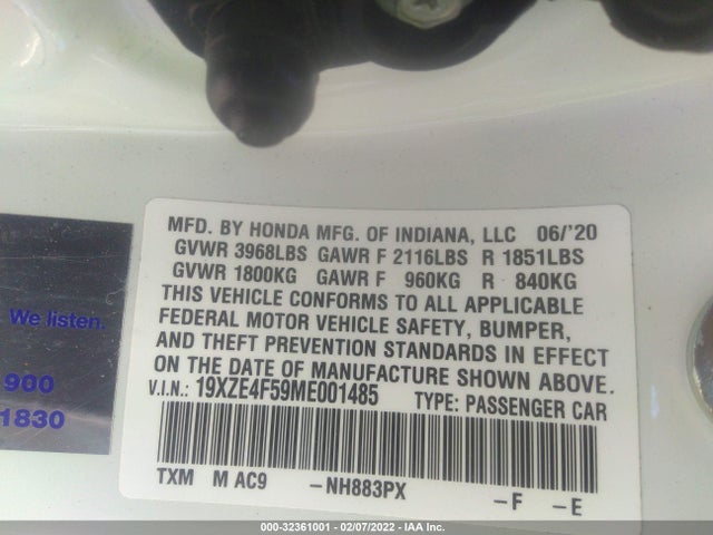 2021 Honda Insight, VIN: 19XZE4F59ME001485