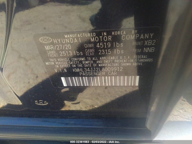 2020 Hyundai Sonata, VIN: KMHL34JJ2LA009912